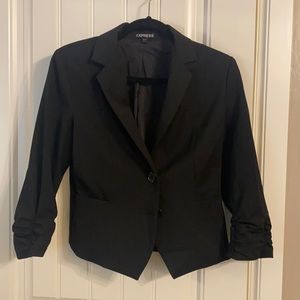Express one button ruched sleeve blazer